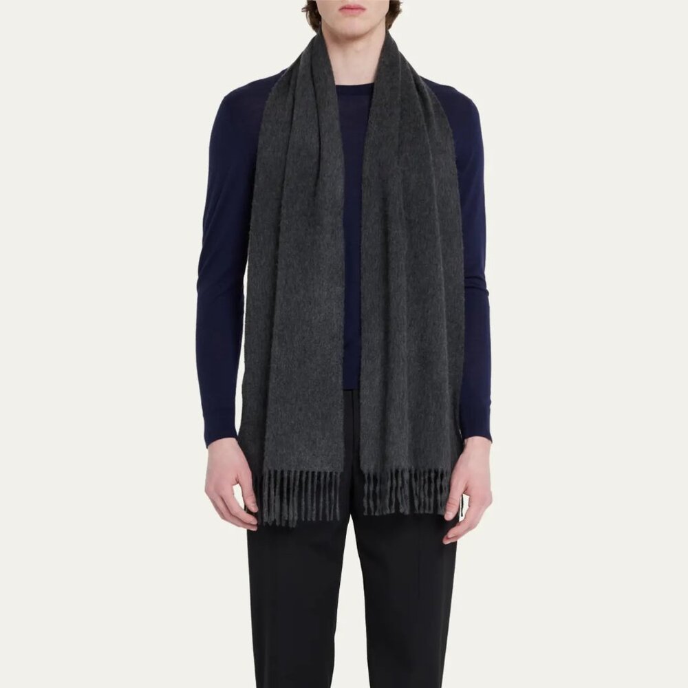 NWOT Begg x Co Cashmere Grey Fringe Scarf - Picture 2 of 12